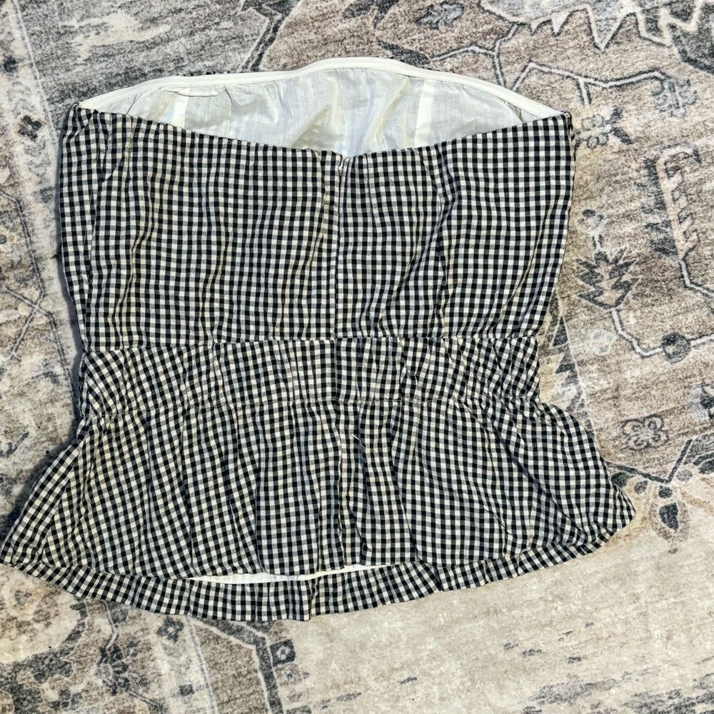 Posse Aurelia Strapless Gingham Cotton Top size L - Picture 9 of 10